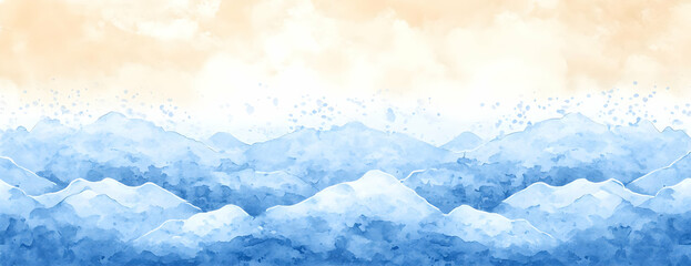 Fototapeta premium Blue mountain range, birds, sunset. Decor