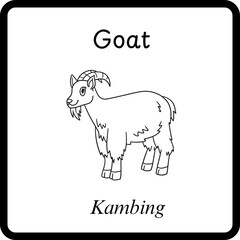 Animals Coloring E Book for Kid - goat or kambing