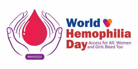 World Hemophilia day. World Hemophilia Day banner with hands holding a blood drop, symbolizing care and support. Hemophilia Day conceptual banner to promote blood donations to patients. 