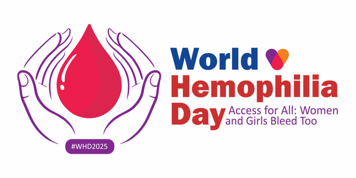 World Hemophilia day. World Hemophilia Day banner with hands holding a blood drop, symbolizing care and support. Hemophilia Day conceptual banner to promote blood donations to patients. 