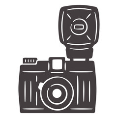 Fototapeta premium Vintage Camera Silhouette: A stylized silhouette of a classic, vintage camera, showcasing the iconic design and features of a bygone era in photography. 