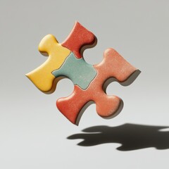 Obraz premium Floating Multicolored 3D Puzzle Piece Casting Shadows on Surface