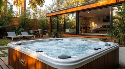 Backyard Hot Tub Relaxation near Modern Studio