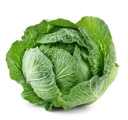 Obraz premium Fresh green cabbage head, vibrant and healthy