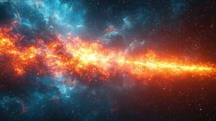 Fiery nebula stretching across the dark expanse of outer space