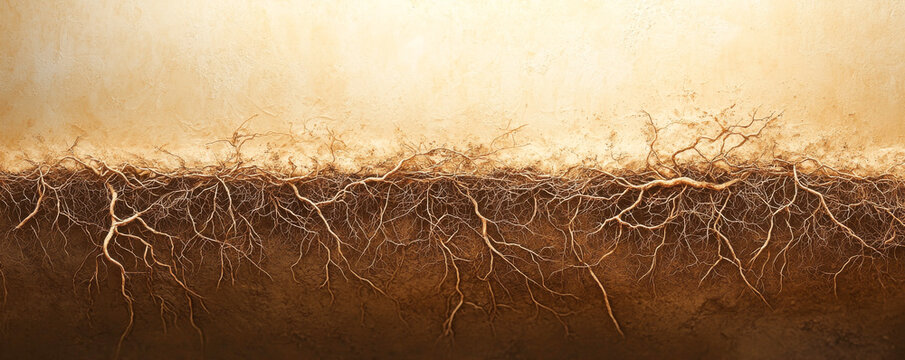 Intricate roots intertwine beneath the surface, symbolizing connection and growth.