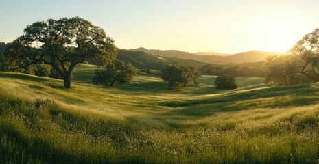 Obraz premium Lush, sun-drenched meadow landscape