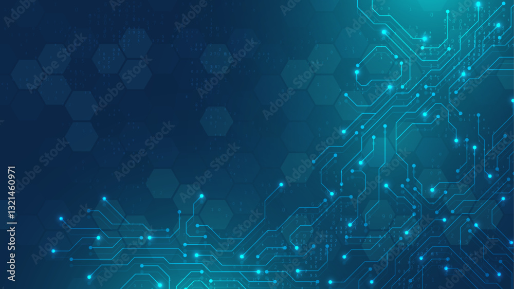 Poster circuit board digital abstract background. motherboard technology texture design. ai semiconductor a