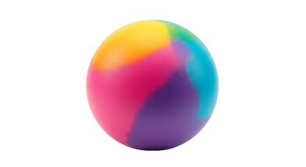 Vibrant Multi-Colored Stress Ball for Relaxation Isolated on White Background