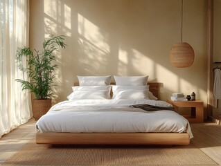 Cozy Modern Bedroom with Minimalist Design and Earthy Tones