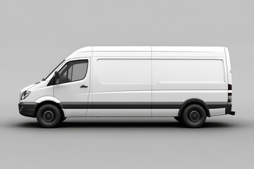 Blank White Delivery Van Profile View