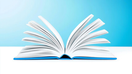Fototapeta premium Open book with pages fanned out, showcasing blank space for text