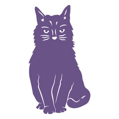 Cat Silhouette Art: A striking, graphic silhouette of a majestic cat, rendered in a vibrant purple, sitting in elegant poise.