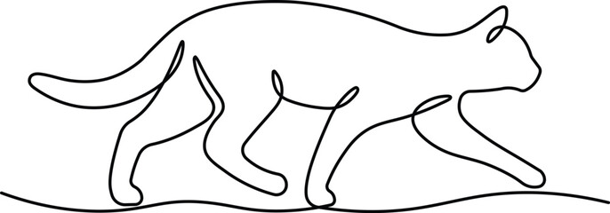 Cat continuous one line drawing. Editable stroke on a white isolated background. Vector illustration