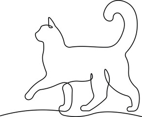 Cat continuous one line drawing. Editable stroke on a white isolated background. Vector illustration