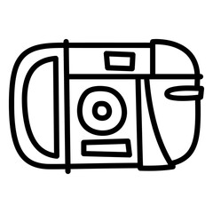 Classic Camera: A graphic black and white illustration of a classic camera, exuding timeless charm and functional design.