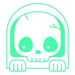 Cute Skull in Silhouette: A friendly illustrated skull peeks over a ledge, rendered in a whimsical silhouette, perfect for Halloween themes and creative design projects.