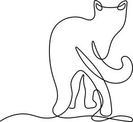 Cat continuous one line drawing. Editable stroke on a white isolated background. Vector illustration