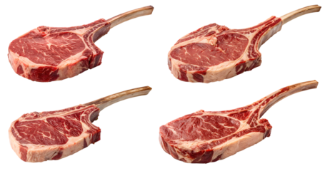 set of tomahawk steak on a white background