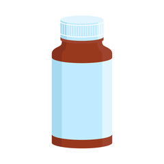 Jar of pills with closed lid. Flat Illustration on transparent background