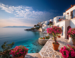 Generated image　海辺の町