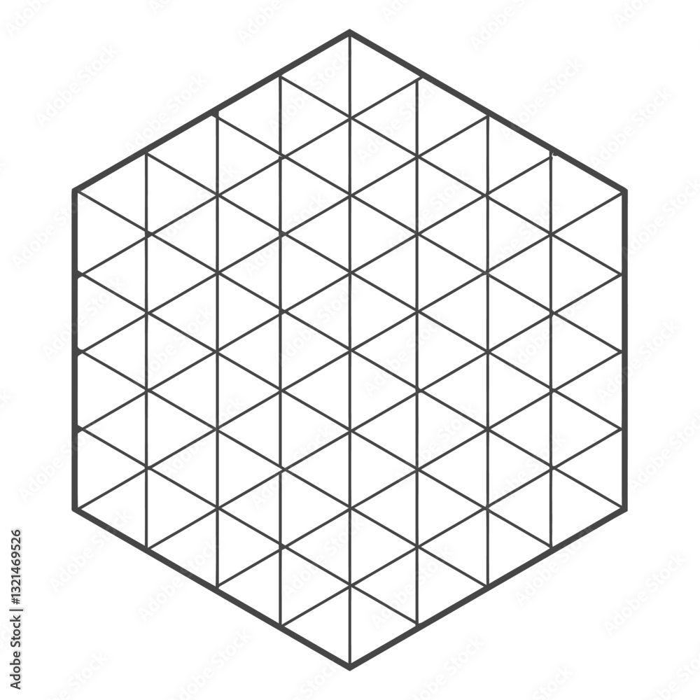 Poster geometric precision: a detailed, top-down view of a perfectly rendered geometric hexagonal grid. the