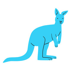 Kangaroos's Blue Silhouette: A vibrant illustration of a kangaroo, the iconic Australian marsupial, rendered in a captivating blue silhouette.