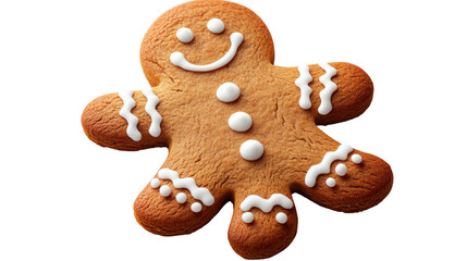 Sweet Gingerbread Delight: a classic gingerbread man with a smiling face, decorated with icing.