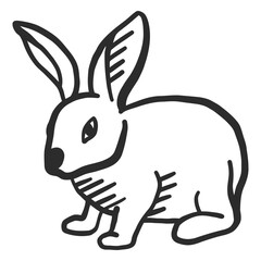 Obraz premium Rabbit Hand Drawn: A charming hand-drawn illustration of a cute rabbit, a symbol of spring, featuring soft lines and a delightful expression.