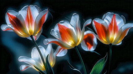 Colorful tulips translucent