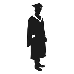 Silhouette of a Graduate: An inspiring silhouette of a graduate in cap and gown, ready to step into the world after achieving their academic goals.