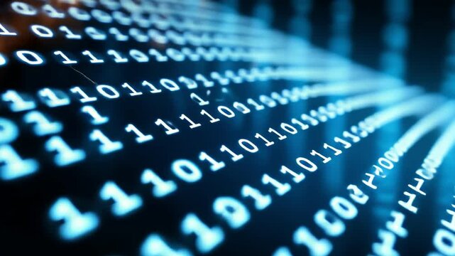 Futuristic Digital Binary Code Flowing Technology Design Representing Data in Blue Environment