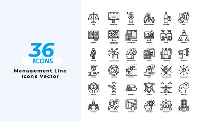 Management Line Icons Set Layout Vector Template. Vector illustration in line style of icons	
