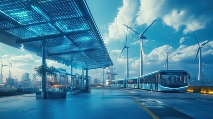 Renewable Energy Powered Transportation System Infrastructure Illustrated