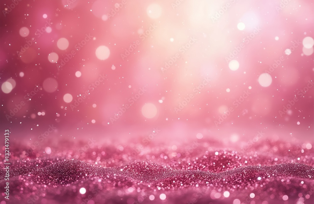 Aufkleber pink glitter with bokeh lights background. sparkle shimmering surface texture. shiny glow and blurre