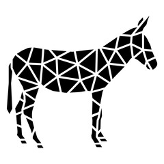 Obraz premium Geometric Donkey Silhouette: A minimalist yet eye-catching depiction of a donkey in a geometric style, ideal for conveying a sense of simplicity and modern aesthetic. 