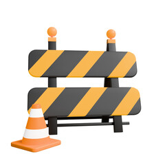 under construction sign 3d rendering isolated in png transparent background 