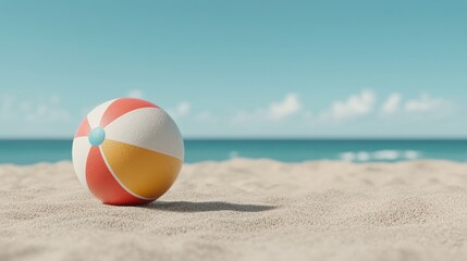 Obraz premium Cinematic Shot of a Beach Ball Rolling Along a Sandy Beach Shore