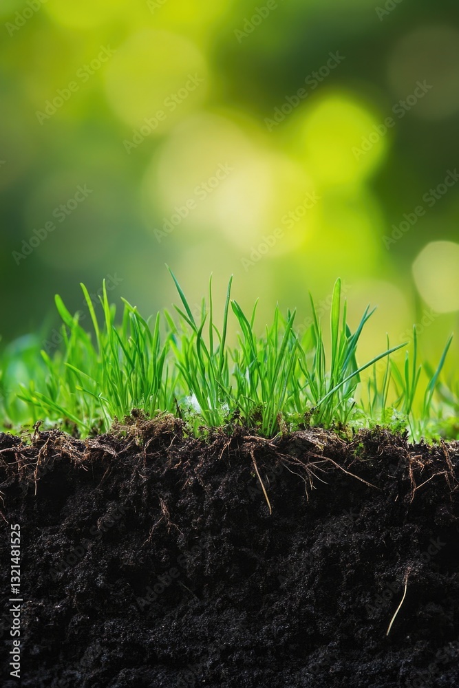Aufkleber A small patch of dirt with grass growing out of it, ideal for use in illustrations or design projects