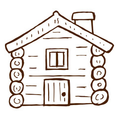 hand drawn log cabin icon.