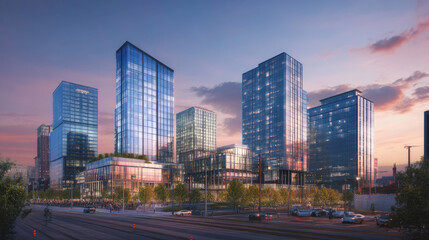 Obraz premium The downtown Nashville skyline featuring generic office buildings set against an urban backdrop