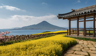Obraz premium Beautiful spring scenery of Jeju Island