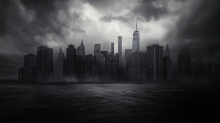 Fototapeta premium The iconic skyline of Manhattan, New York City, showcasing its towering buildings