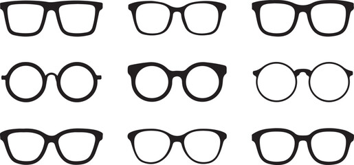 Set of metal numbers with eyeglasses and sunglasses design elements