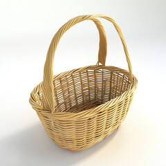 Obraz premium wicker basket with handle on white background