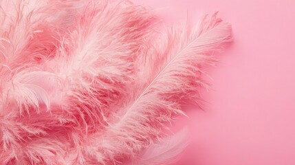 Obraz premium Pink feathers on a pink background
