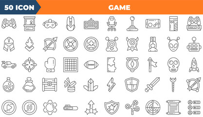 Game icon set. Containing Console, Video Game, Controller,and more. Line vector icons collection. © Madani Pro