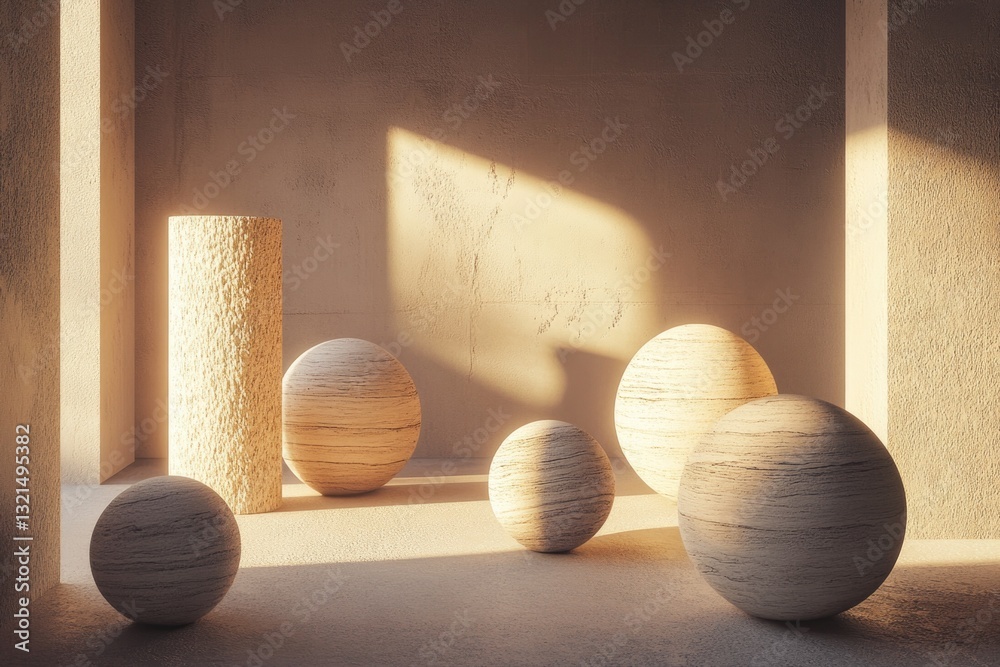 Poster A collection of vases arranged on the floor, perfect for use in decorative settings or as a background element