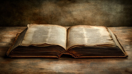 An antique poetry book with fragile, sepia-toned pages, gracefully opened on a wooden surface