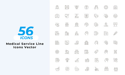 Medical Service Line Icons  Set Layout Vector Template. Vector illustration in line style of icons	
